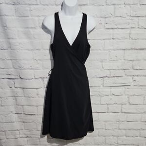 Athleta Black Wrap Midi Dress